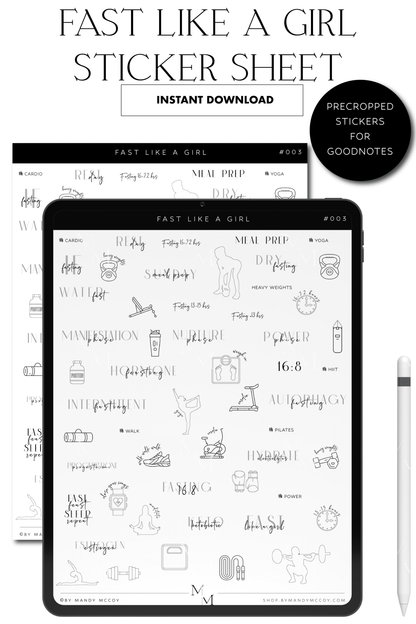 Fast Like A Girl | Pre-Cropped Sticker Sheet for GoodNotes