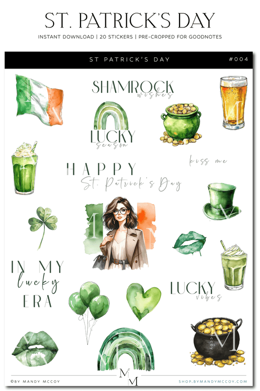 St. Patrick's Day | Pre-Cropped Sticker Sheet for GoodNotes